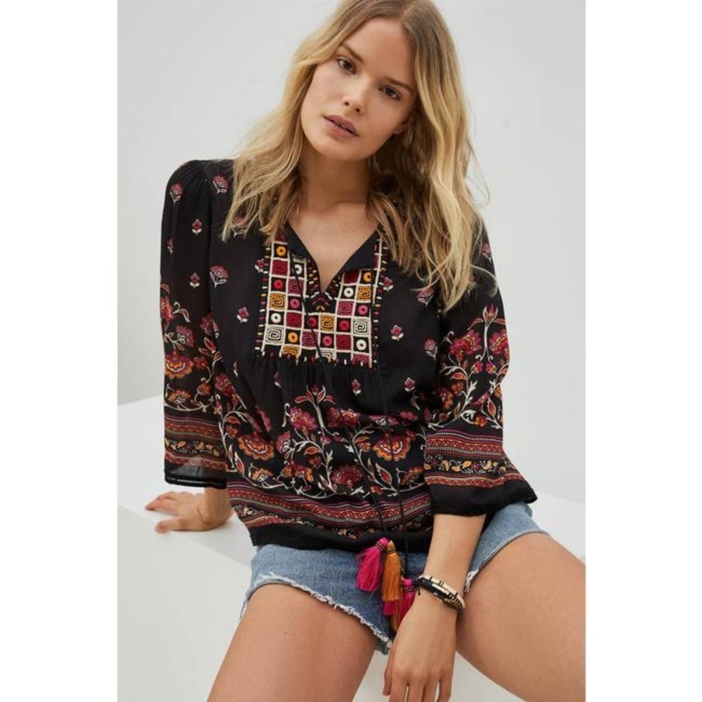 Anthropologie Siobhan Embroidered Blouse